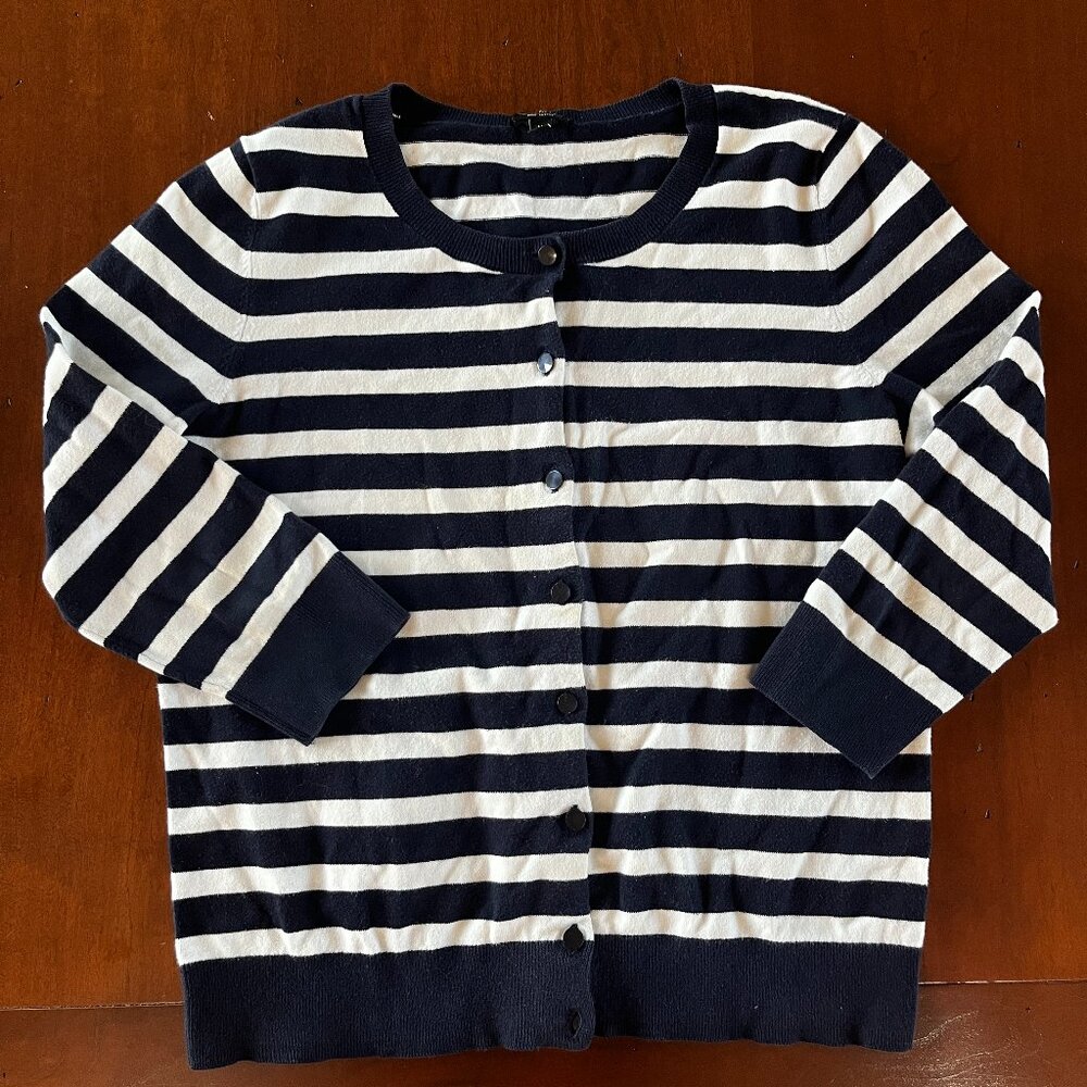 Talbots Blue/White Striped Cardigan